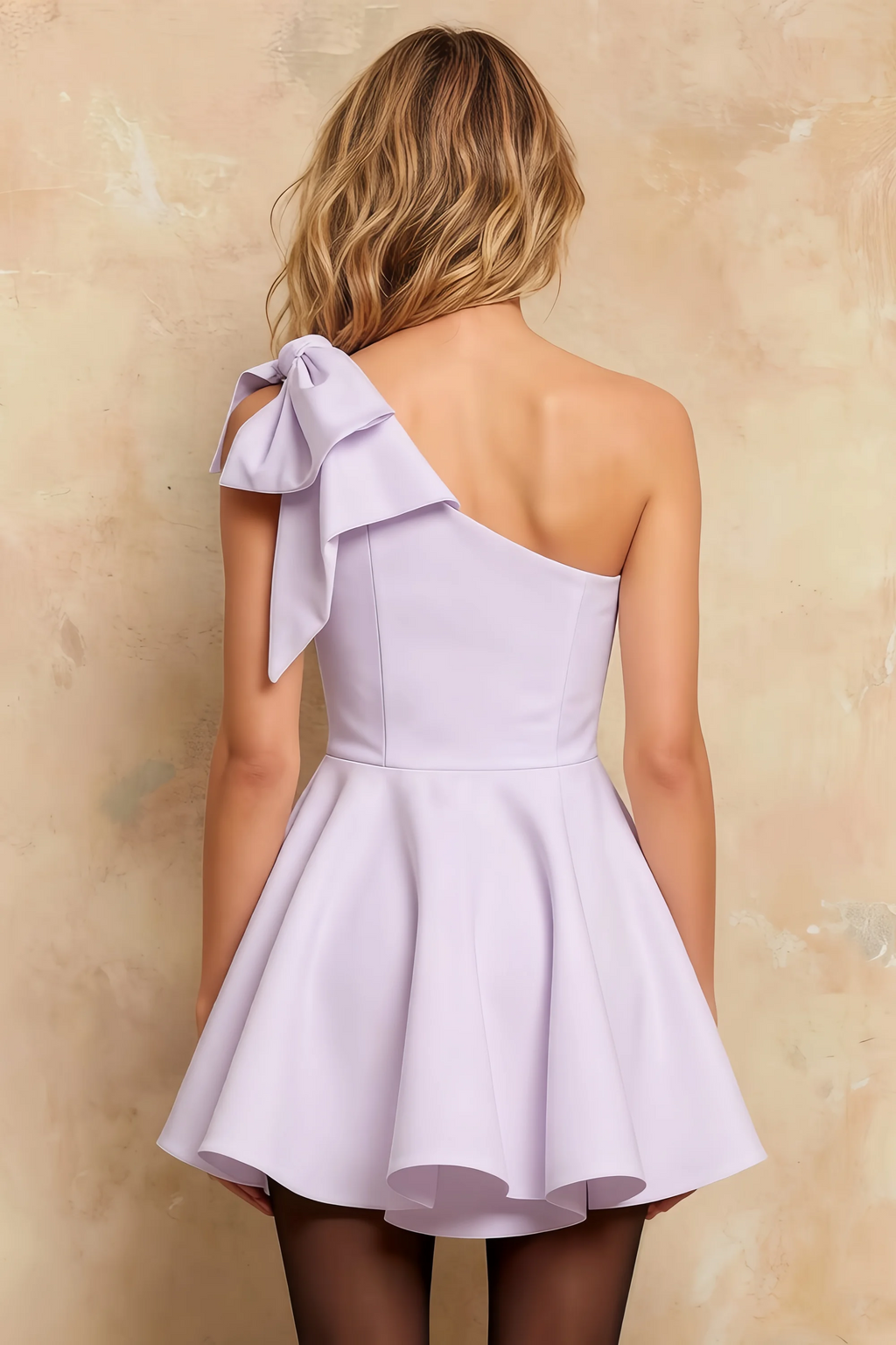 Elizabeth Lavender A Line Backless Mini Dress