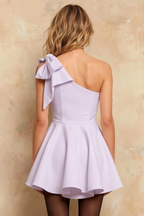 Elizabeth Lavender A Line Backless Mini Dress