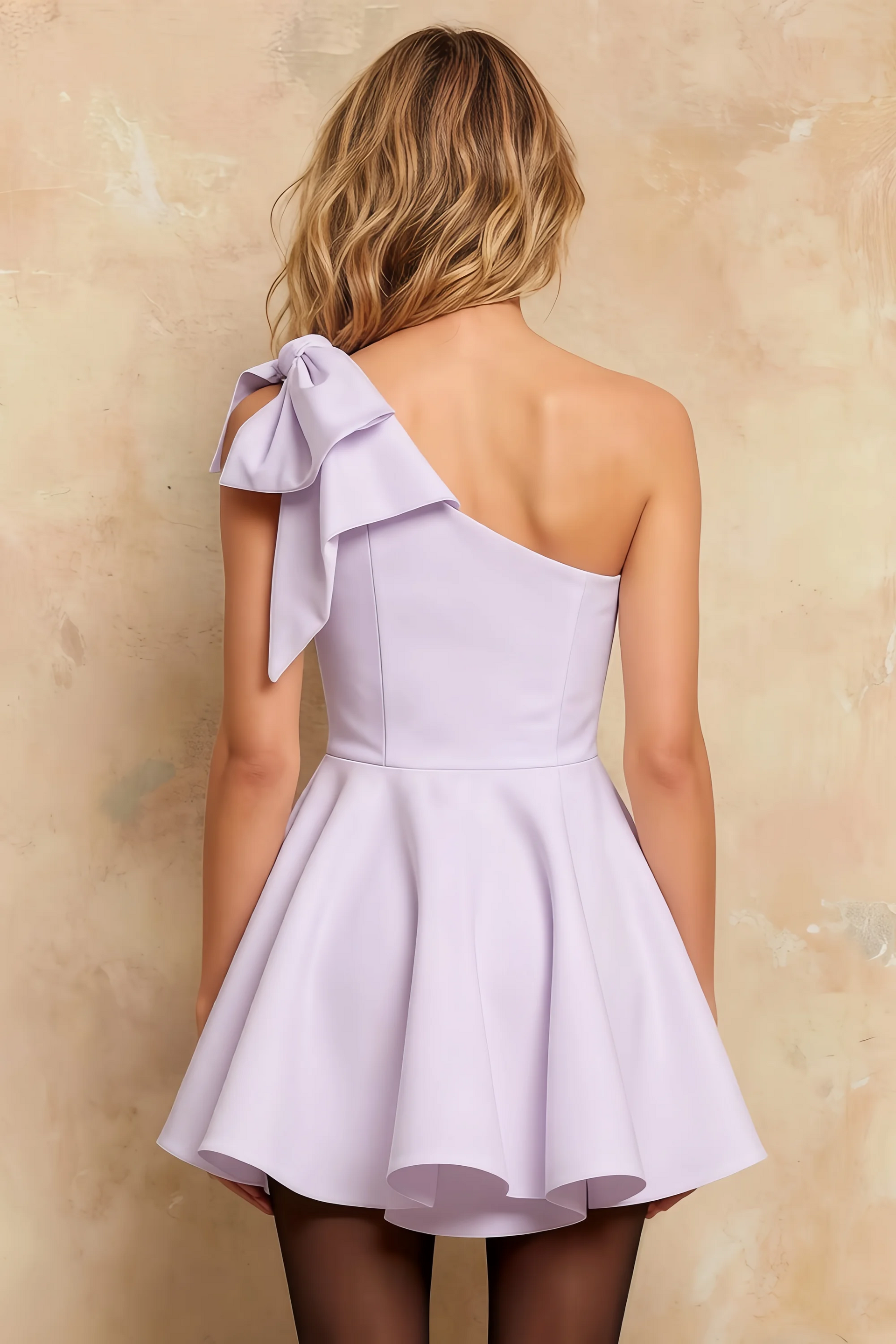 Elizabeth Lavender A Line Backless Mini Dress