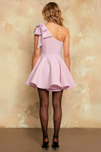 Elizabeth Lilac One Shoulder Open Back Mini Dress
