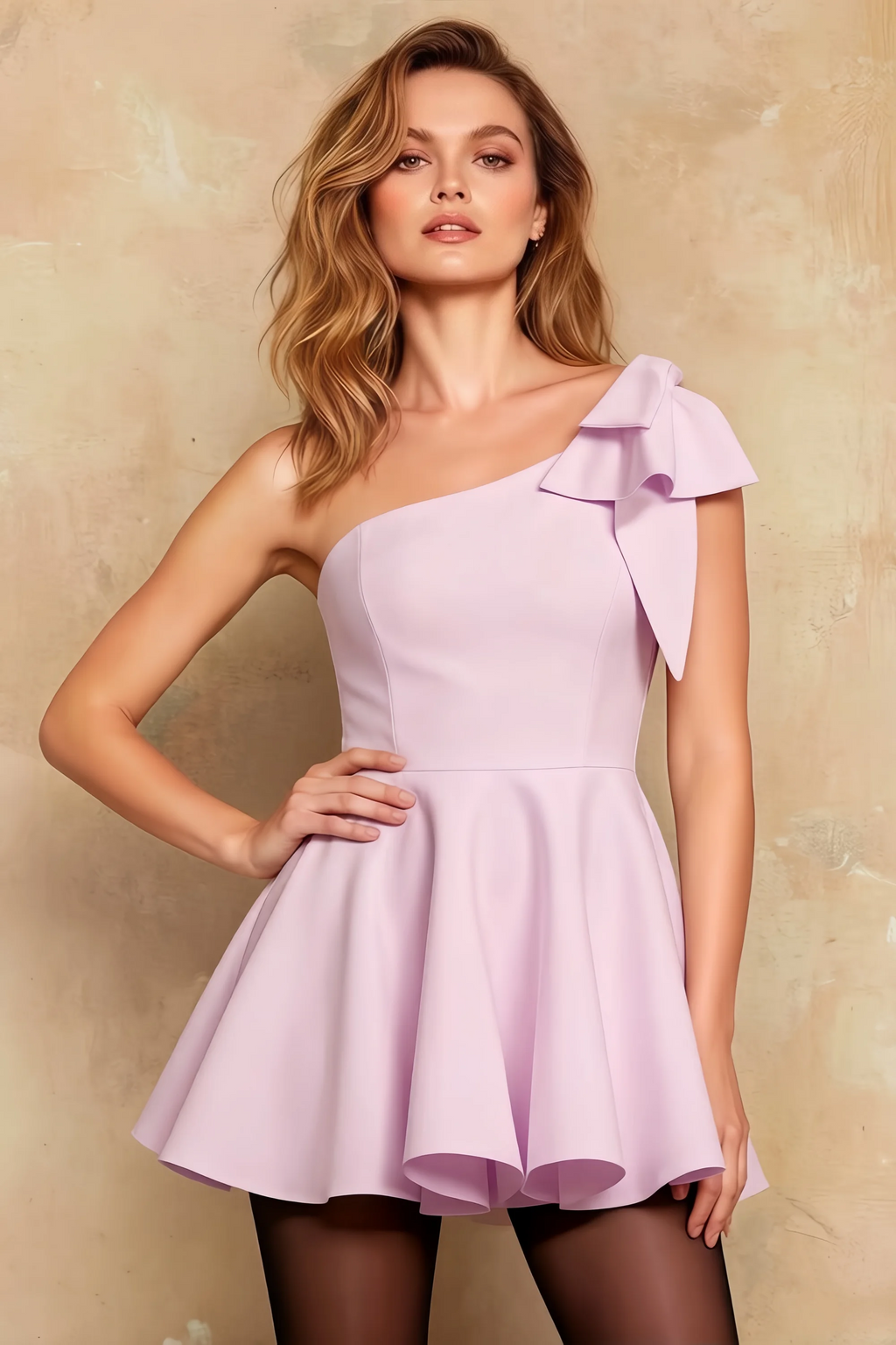 Elizabeth Lilac One Shoulder Open Back Mini Dress