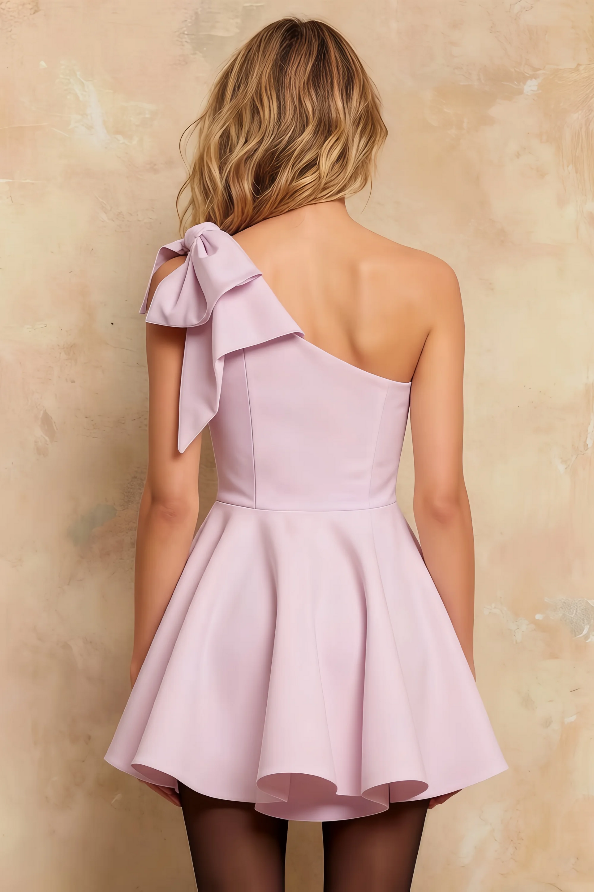 Elizabeth Lilac One Shoulder Open Back Mini Dress