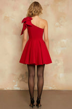 Elizabeth Red Backless A Liine Mini Dress With Bow