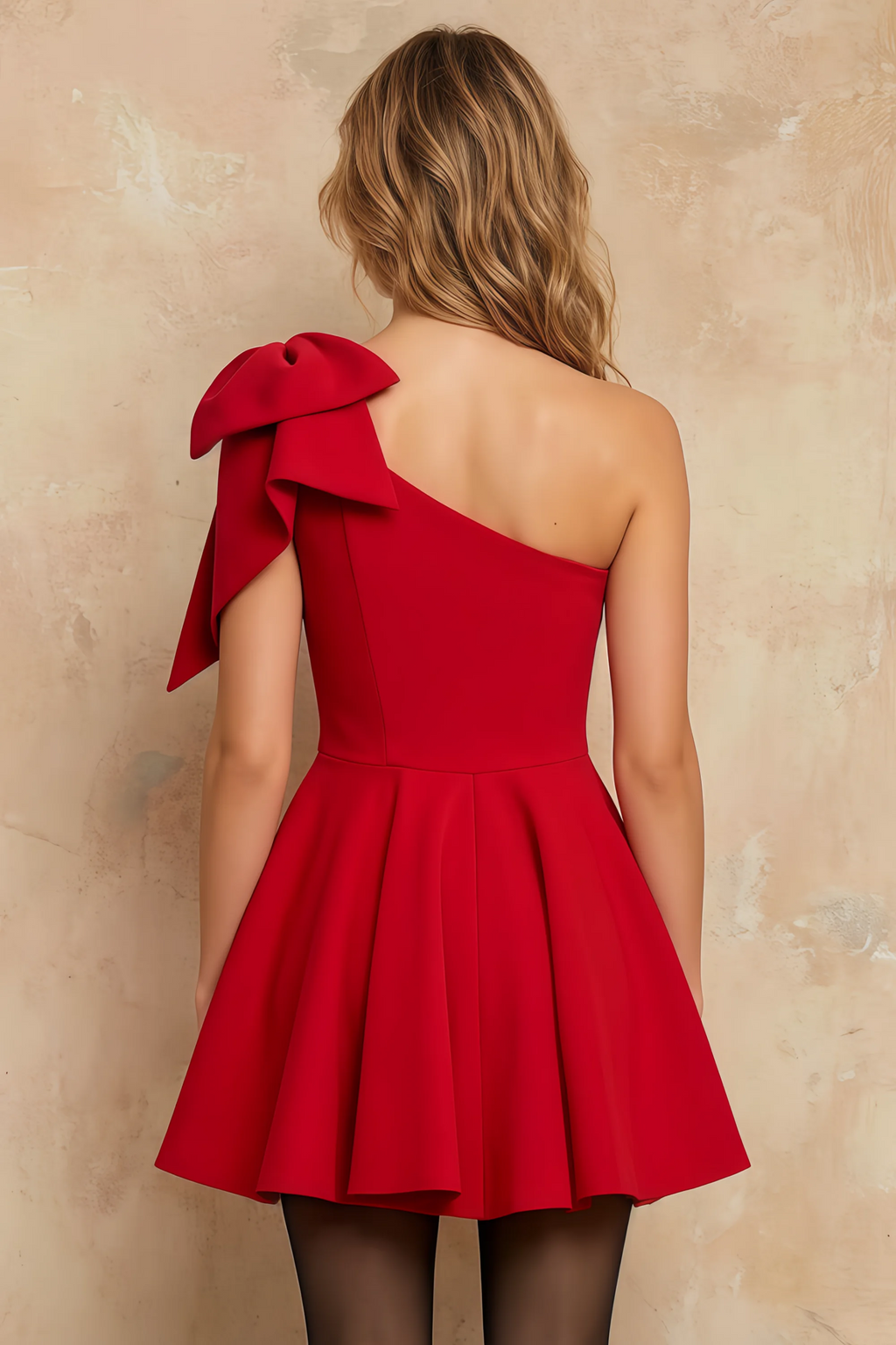 Elizabeth Red Backless A Line Mini Dress With Bow