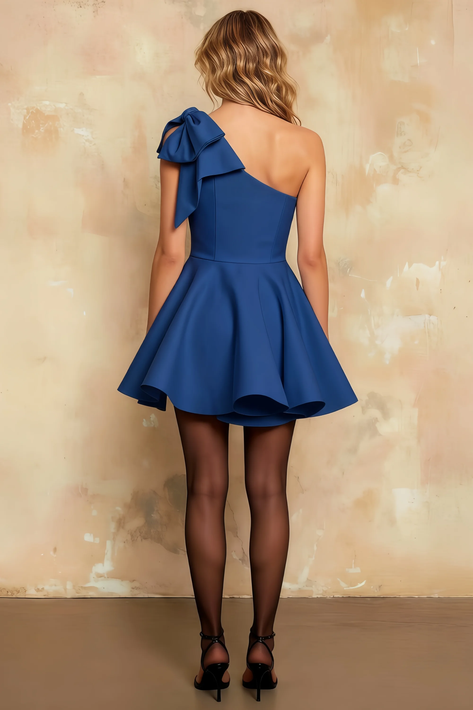 Elizabeth Royal Blue Open Back Mini Skater Dress Secondary image
