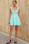 Ella Aqua A Line Skater Sweetheart Neckline Mini Dress