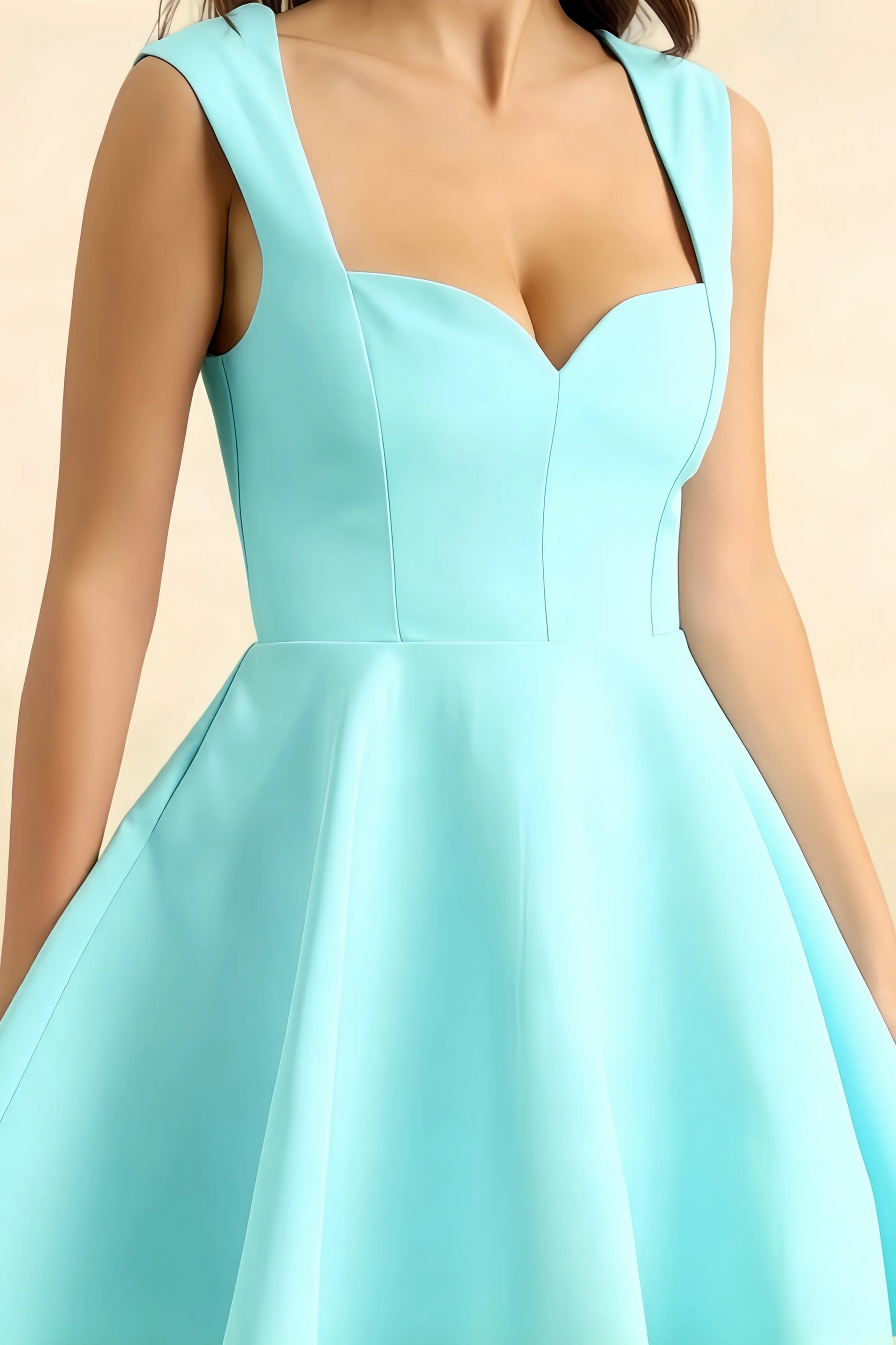 Ella Aqua A Line Skater Sweetheart Neckline Mini Dress