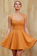 Ella Bronze A Line Skater Sweetheart Neckline Mini Dress