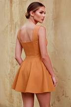 Ella Bronze A Line Skater Sweetheart Neckline Mini Dress