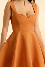 Ella Bronze A Line Skater Sweetheart Neckline Mini Dress