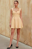 Ella Champagne A Line Skater Sweetheart Neckline Mini Dress