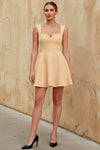 Ella Champagne A Line Skater Sweetheart Neckline Mini Dress