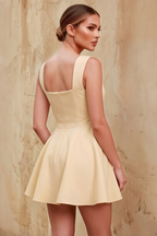 Ella Champagne A Line Skater Sweetheart Neckline Mini Dress