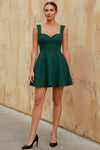 Ella Emerald A Line Skater Sweetheart Neckline Mini Dress