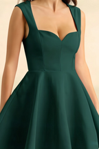 Ella Emerald A Line Skater Sweetheart Neckline Mini Dress