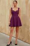 Ella Grape A Line Skater Sweetheart Neckline Mini Dress