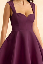Ella Grape A Line Skater Sweetheart Neckline Mini Dress