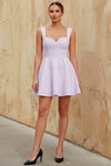 Ella Lavender A Line Skater Sweetheart Neckline Mini Dress