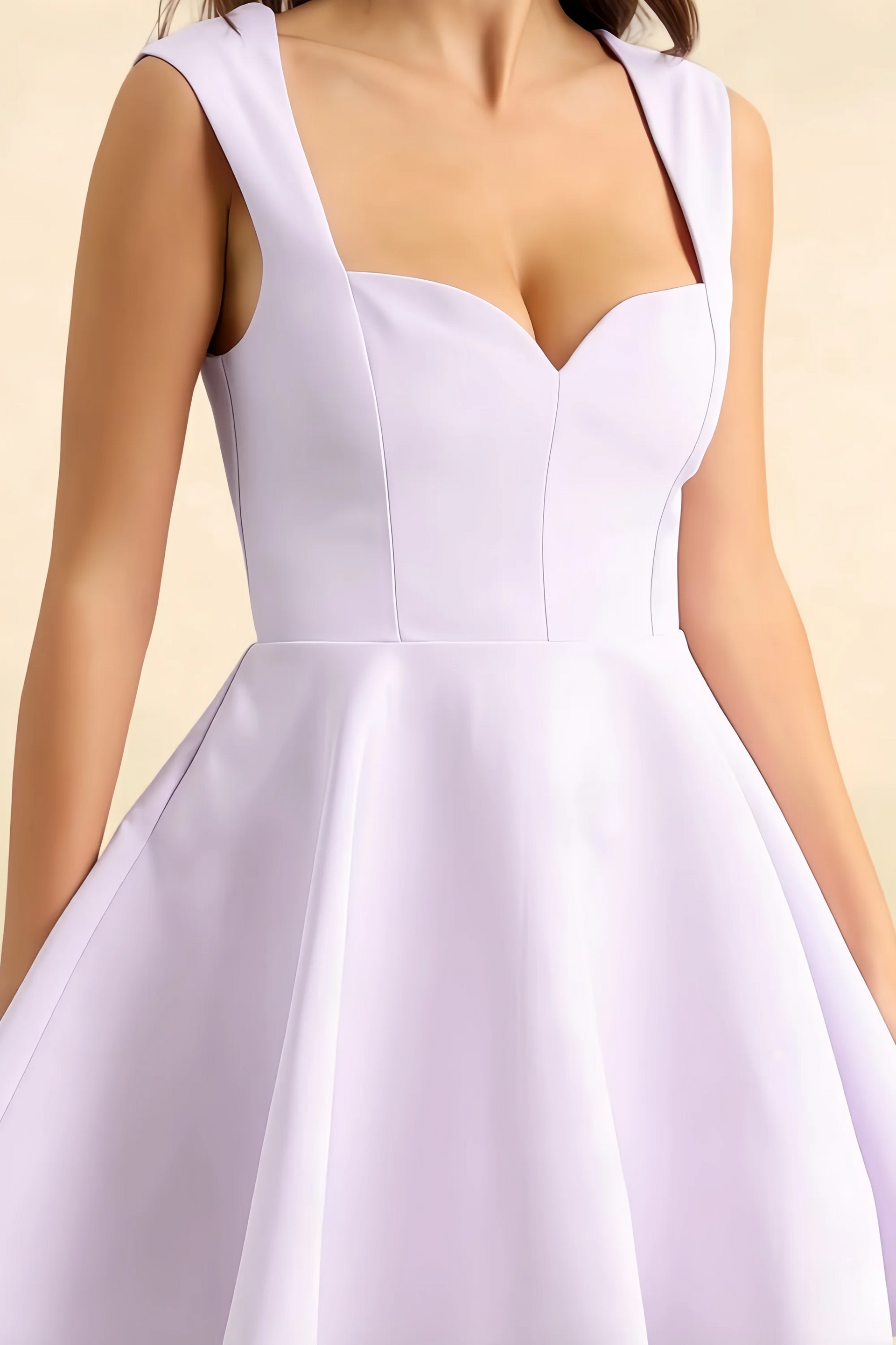 Ella Lavender A Line Skater Sweetheart Neckline Mini Dress