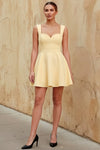 Ella Lemon A Line Skater Sweetheart Neckline Mini Dress