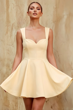 Ella Lemon A Line Skater Sweetheart Neckline Mini Dress