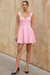 Ella Pink A Line Skater Sweetheart Neckline Mini Dress