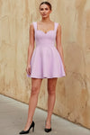 Ella Lilac A Line Skater Sweetheart Neckline Mini Dress