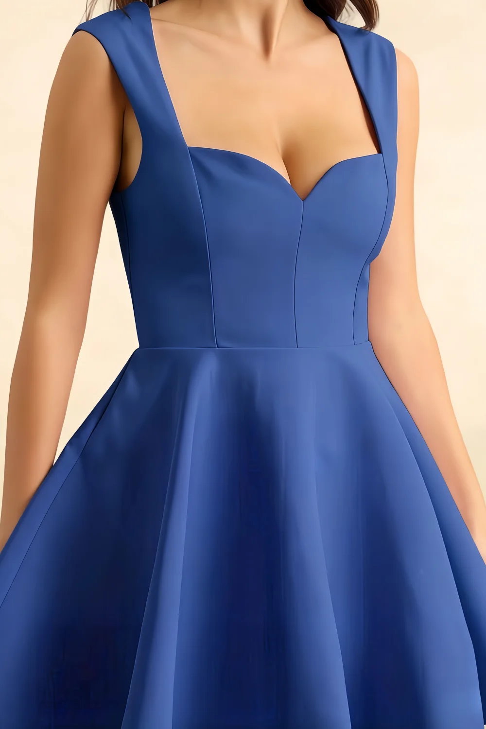 Ella Royal Blue A Line Skater Sweetheart Neckline Mini Dress