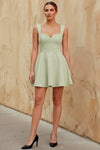 Ella Sage Green A Line Skater Sweetheart Neckline Mini Dress