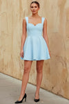 Ella Sky Blue A Line Skater Sweetheart Neckline Mini Dress