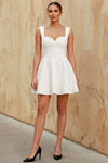 Ella White A Line Skater Sweetheart Neckline Mini Dress