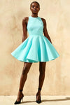 Ellen Aqua A Line Scoop Neck Mini Dress for Homecoming