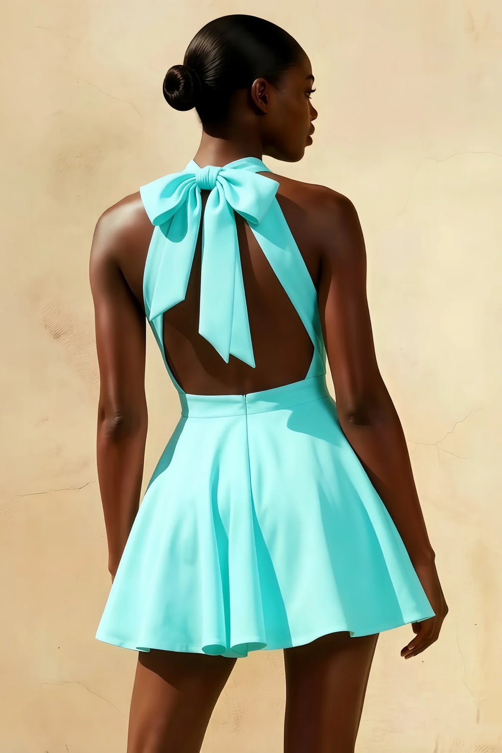 Ellen Aqua A Line Scoop Neck Mini Dress for Homecoming