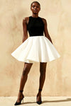 Ellen Black and White A Line Scoop Neck Mini Dress