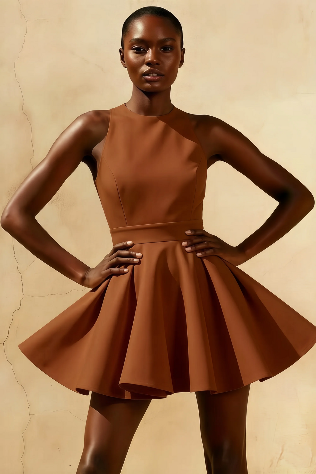 Ellen Brown A Line Scoop Neck Mini Dress