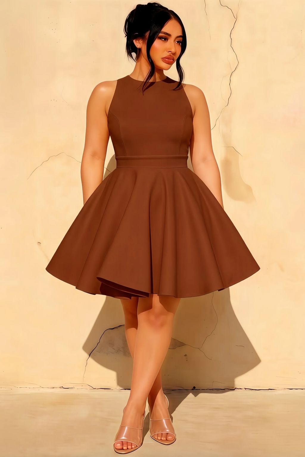 Ellen Brown A Line Scoop Neck Mini Dress