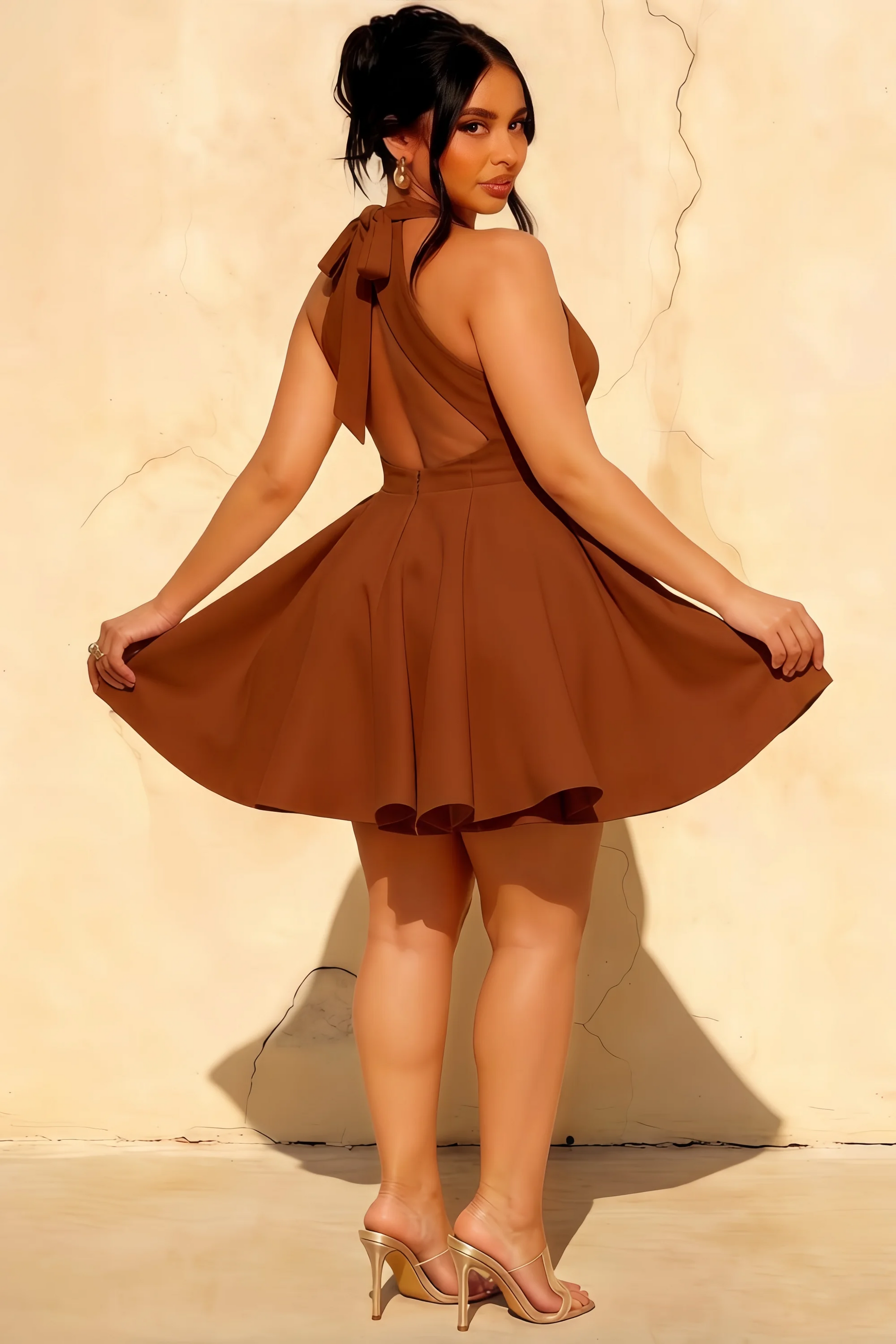 Ellen Brown A Line Scoop Neck Mini Dress