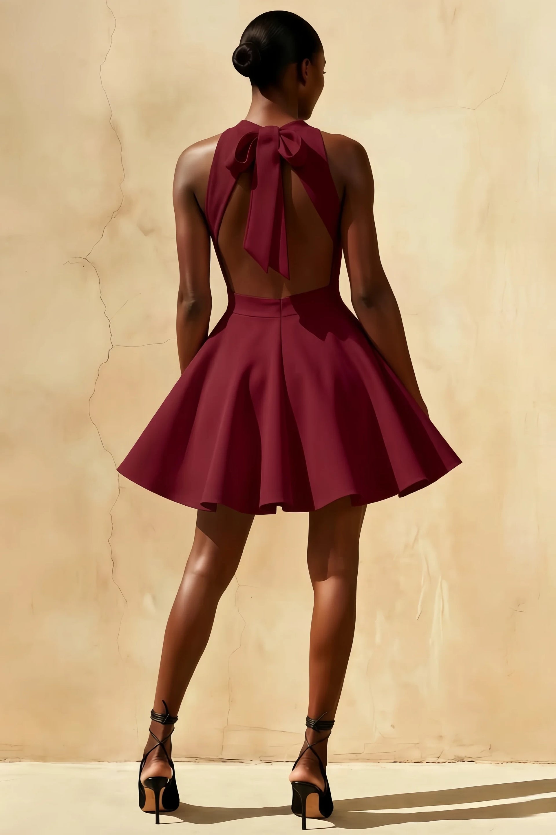 Ellen Burgundy A Line Scoop Neck Mini Dress | Elegant Party & Formal Dress