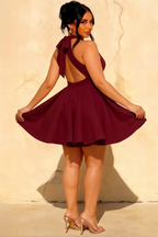 Ellen Burgundy A Line Scoop Neck Mini Dress | Elegant Party & Formal Dress