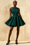 Ellen Emerald Green A Line Scoop Neck Mini Dress