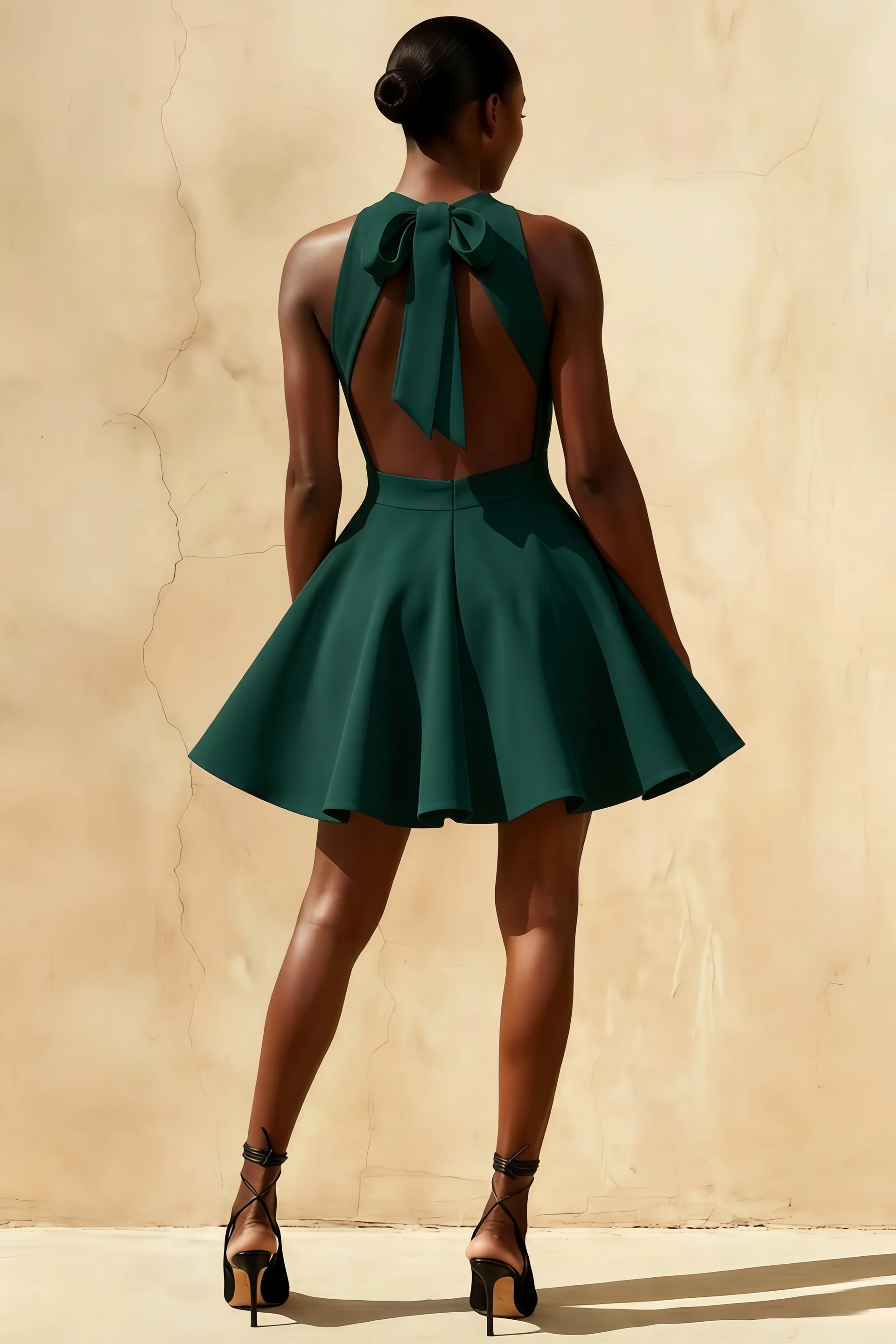 Ellen Emerald Green A Line Scoop Neck Mini Dress