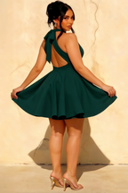 Ellen Emerald Green A Line Scoop Neck Mini Dress