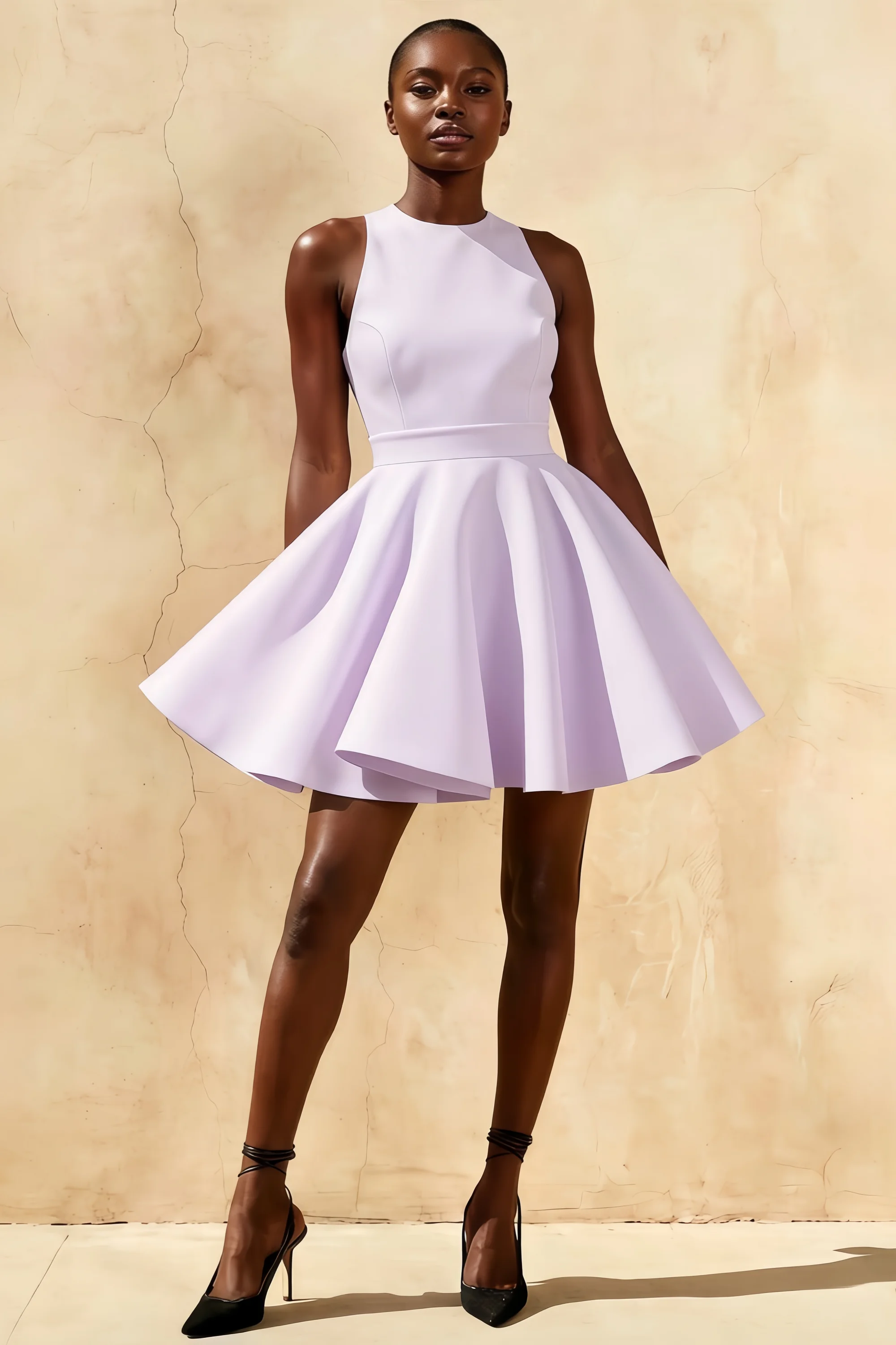 Ellen Lavender A Line Scoop Neck Mini Dress Main image