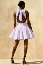 Ellen Lavender A Line Scoop Neck Mini Dress