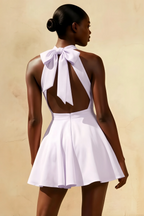Ellen Lavender A Line Scoop Neck Mini Dress
