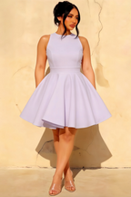 Ellen Lavender A Line Scoop Neck Mini Dress