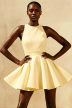 Ellen Lemon A Line Scoop Neck Mini Dress for Women