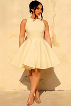 Ellen Lemon A Line Scoop Neck Mini Dress for Women