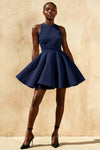 Ellen Navy A Line Scoop Neck Mini Dress