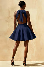 Ellen Navy A Line Scoop Neck Mini Dress